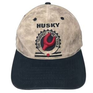 Husky Home Depot Baseball Cap Hat Beige Black Slideback OS Tool Logo Embroidered